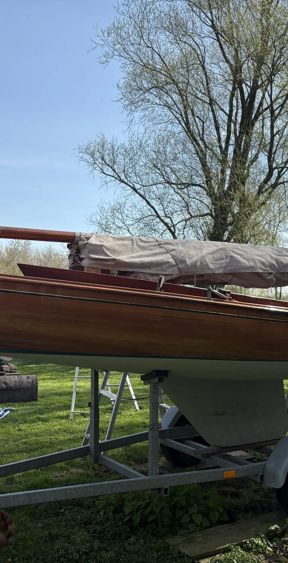 16m² zeilboot 1966 – Klassiek hout met trailer en motor - Foto 1